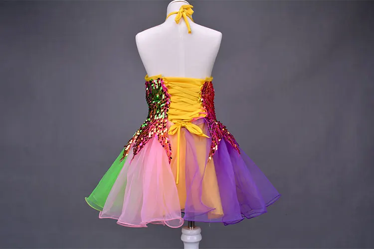 Детская юбка-американка костюмы платье принцессы для девочки Детские Красочные Танцы одежда юбка с Блестками одежда для выступлений