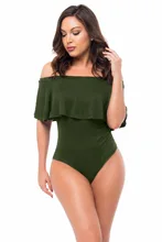 Echoine Sexy Ruffle Slash Neck Bodysuit Women Sleeveless Off Shoulder One Piece Skinny Jumpsuit Combinaison Short Femme