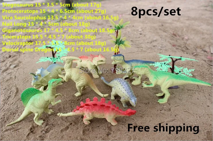 

High quality plastic Simulation dinosaur animal models 8pcs/set dinosaur toy static animal models