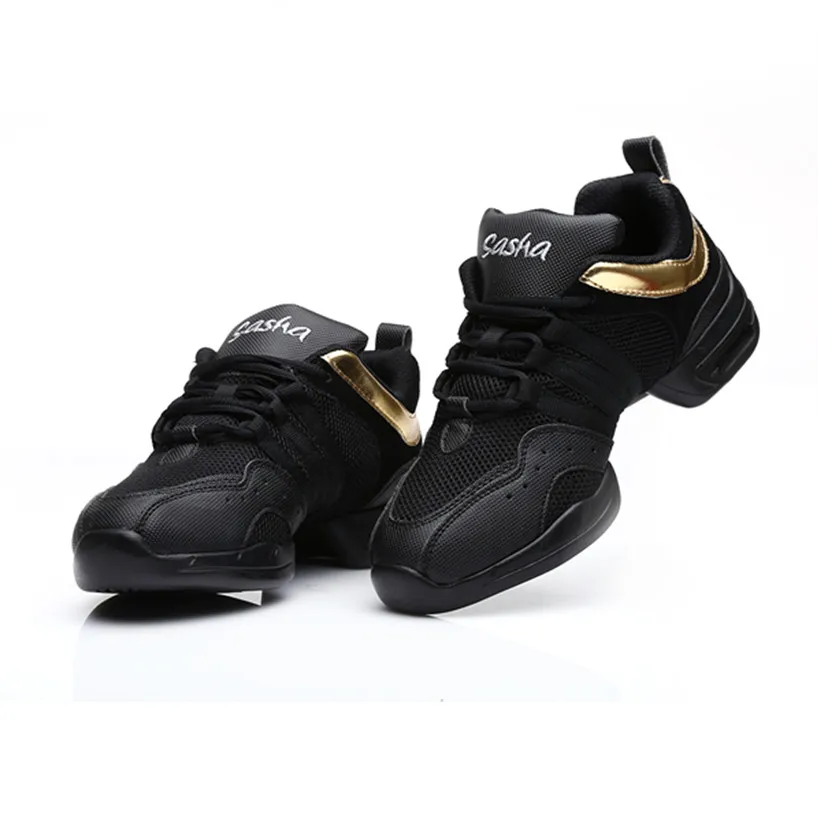Free Shipping New Arrival Mesh Golden Black Jazz Dance Shoes Dance