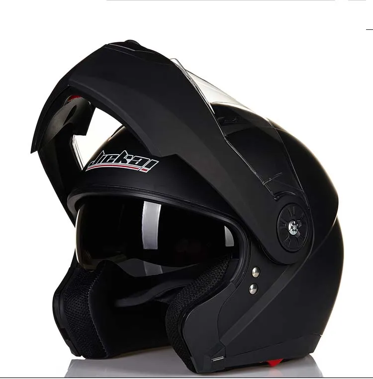 JIEKAI 115 moto rcycle шлемы двойные козырьки модульный флип-ап шлем DOT одобренный Полнолицевой шлем мото гоночный Мото Кросс шлем - Цвет: matte black