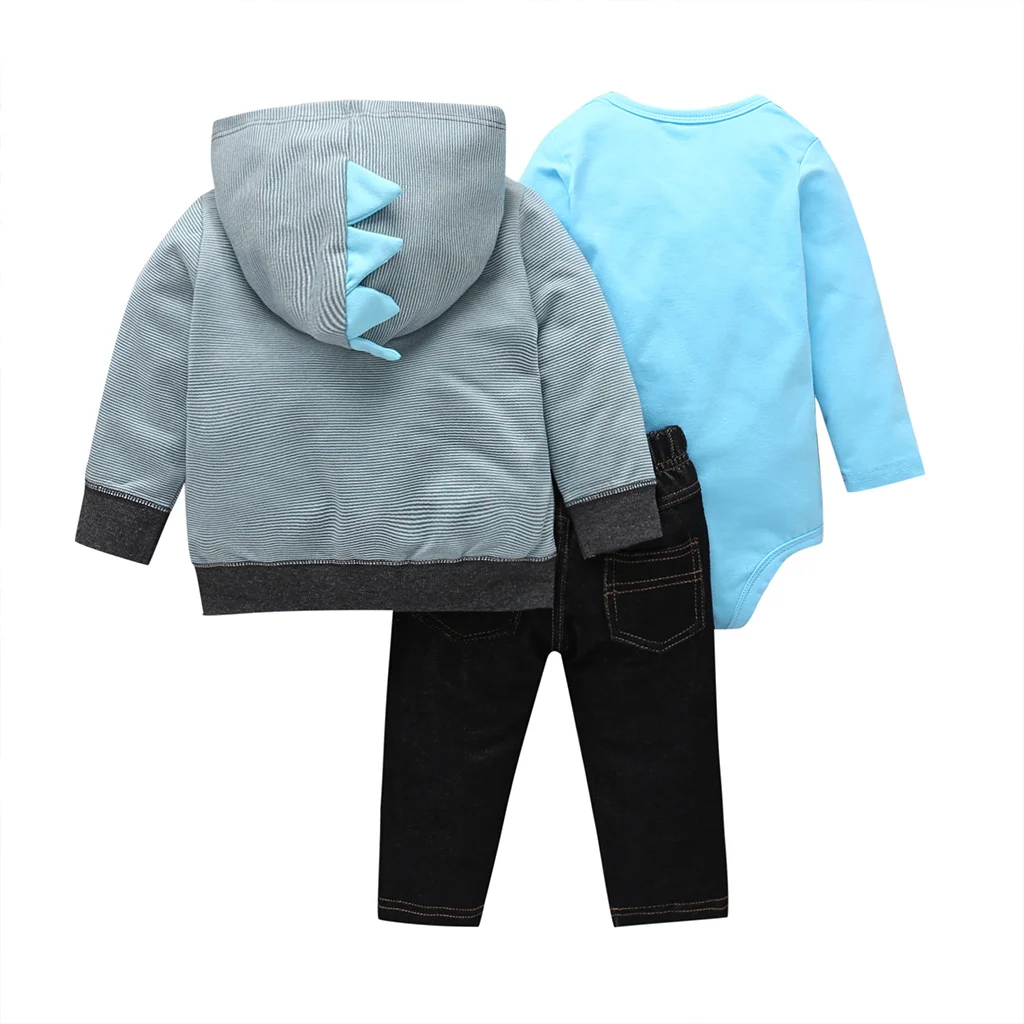Одежда для маленьких мальчиков г. Осенняя одежда пальто в полоску с капюшоном и длинными рукавами+ боди+ штаны комплект для новорожденных девочек, модная одежда для новорожденных