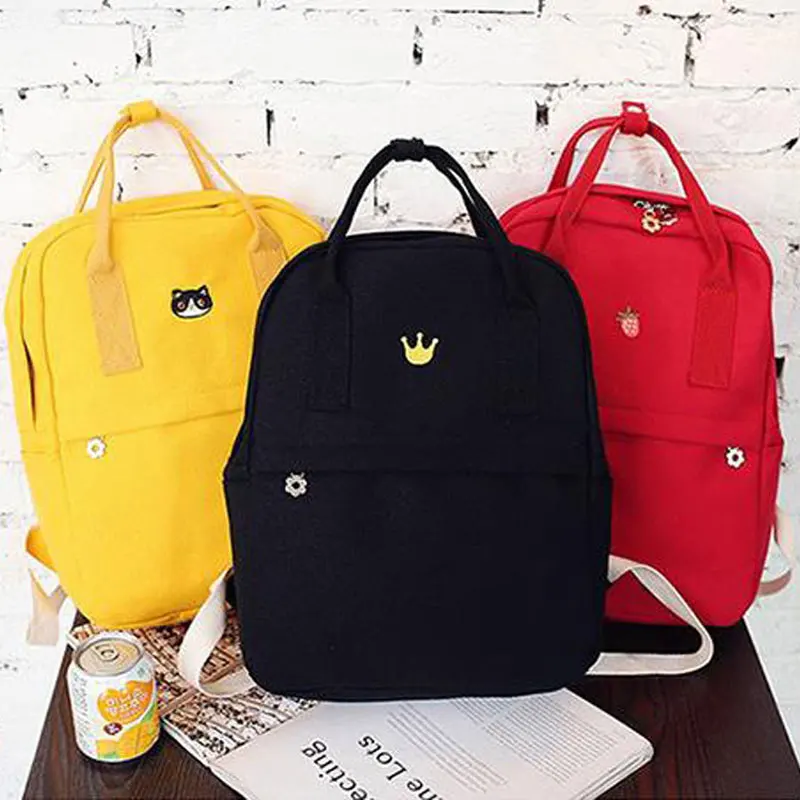 

Fashion Women Backpack for School Teenagers Girls Stylish School Bag Ladies Canvas Fabric Backpack Female Bookbag Solid Color