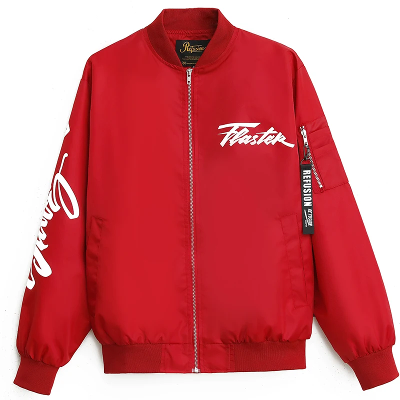 Red Baseball Jacket Stand Collar Women Bomber 2018 Classical Zipper