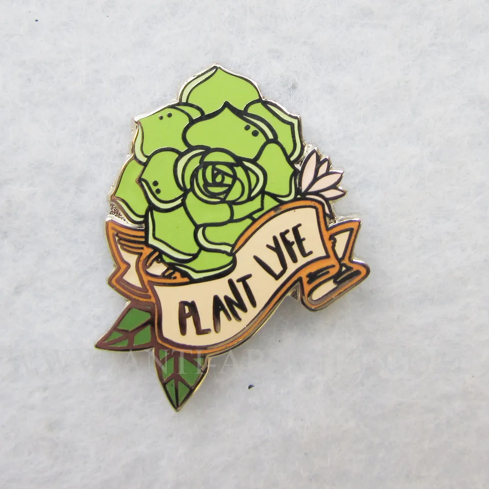 

Custom hard enamel gold plated lapel pins with green leaf and beautiful flowers design your logo pins 1" emblems high quality