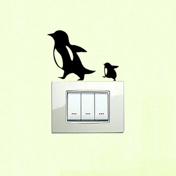 

Penguin Mom & Baby Walking Switch Sticker Vinyl Cartoon Wall Decal 3SS0199