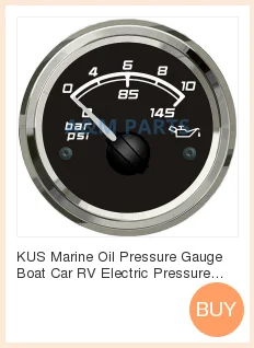 KUS морской датчик давления масла Лодка Автомобиль RV Электрический Манометр 0-10 бар 52 мм