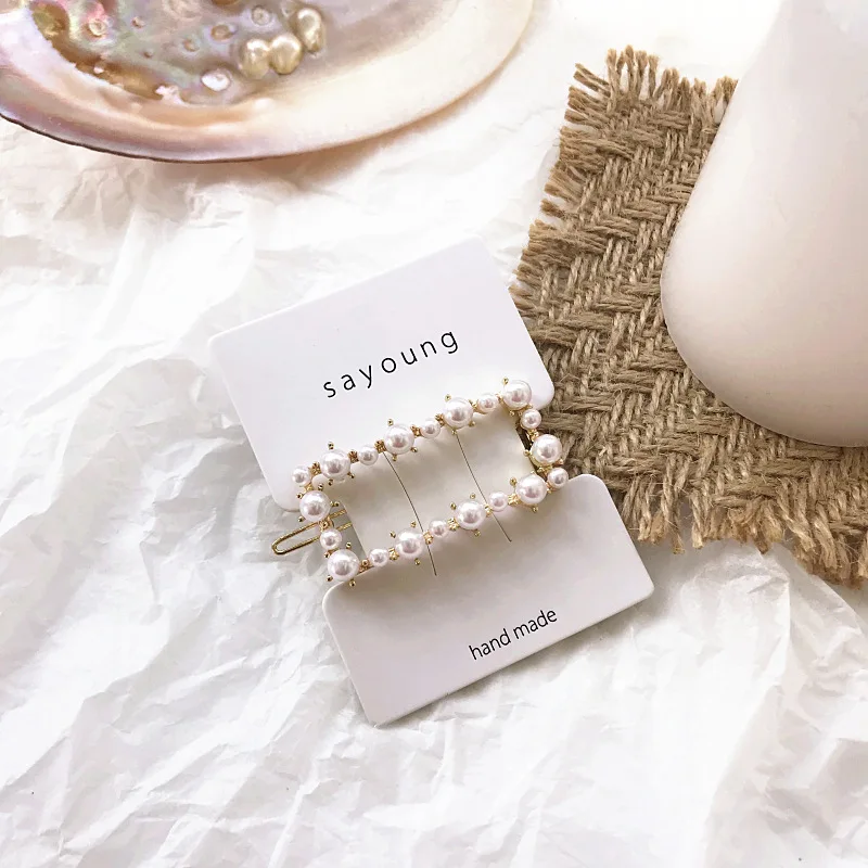 Women Crystal Elegant Pearl Hair Clip Barrette Korean Hairpin Barrette Headdress Hair Accessories Girls Hair Clip Women Crystal Elegant Pearl Hair Clip Barrette Korean Hairpin Barrette Headdress Hair Accessories Girls Hair Clip