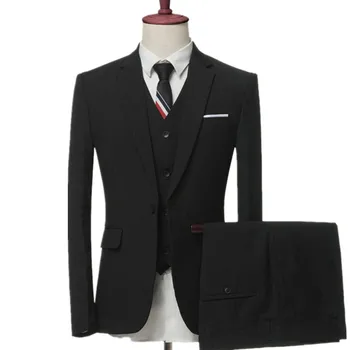 

men's business casual suits sets / Men three-piece suits male vest+Blazers+pants PLUS SIZE suit coat jacket trousers waistcoat