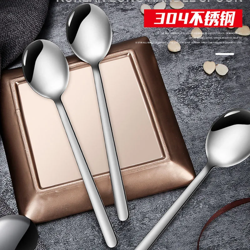 1 шт ручка Нержавеющая сталь чайная, кофейная ложка для мороженого ложки Титан покрытие корейский Ложки Посуда