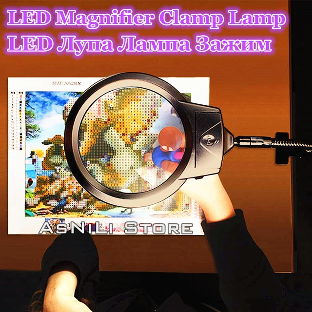 5D Diamond Painting Tools, LED Light with Magnifiers for Diamond Painting,  4X & 6X Magnifier LED Light with Clip and Flexible Neck, 5D Diamond