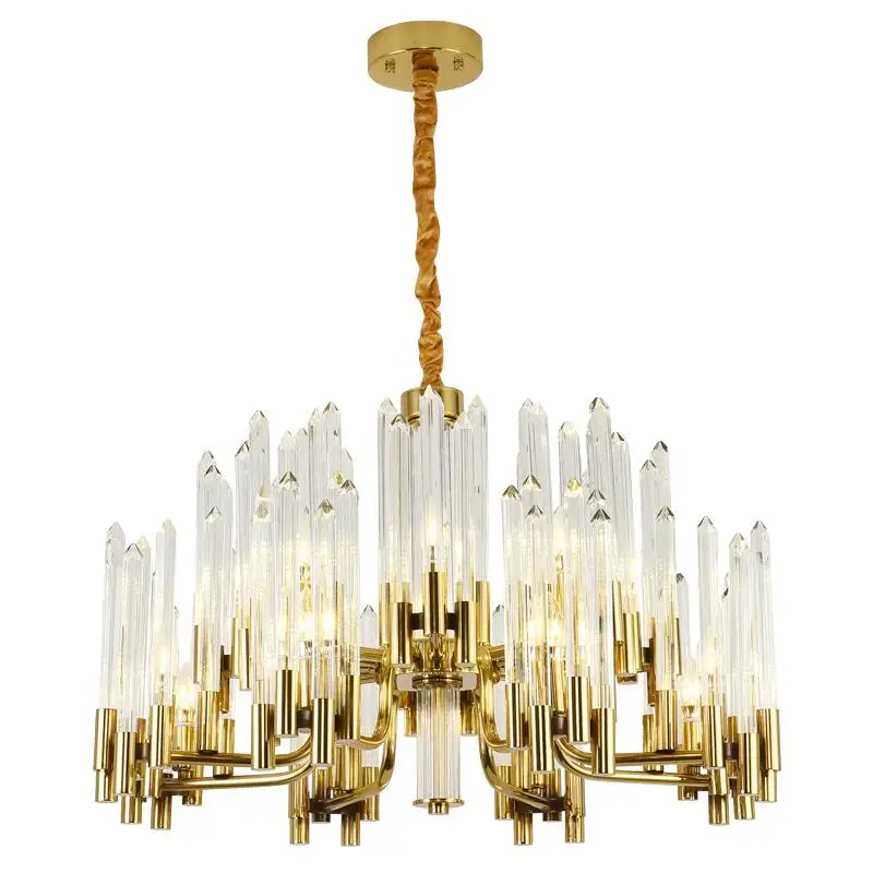 

Modern crystal chandelier crystal living room LED light villa light luxury golden lamp