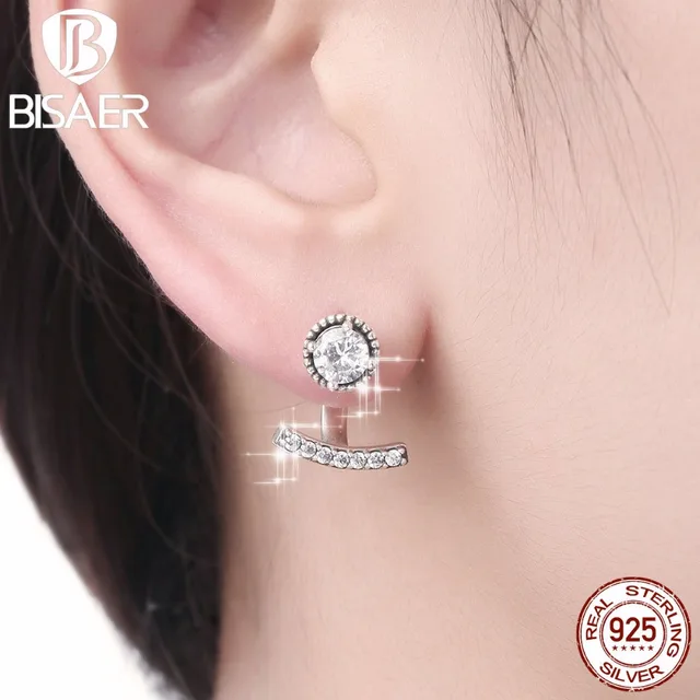 Authentic 925 Sterling Silver Abstract Elegance Smile Clear Cz Authentic 925 Sterling Silver Abstract Elegance Smile Clear Cz Dangle Earrings Women Fashion Engagement Jewelry