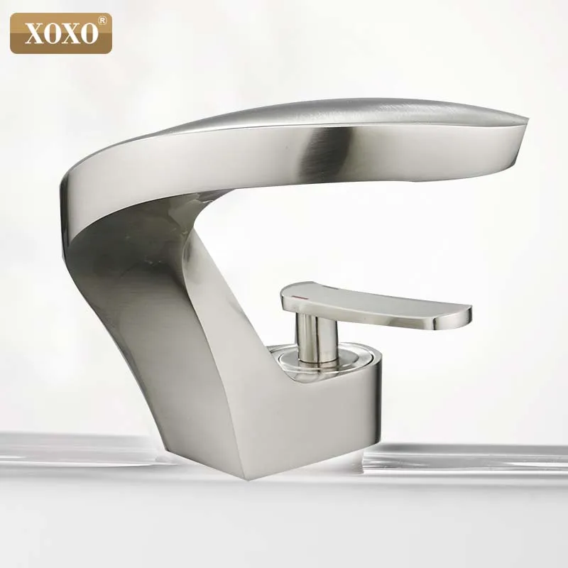 Günstig XOXO Becken Wasserhahn Kalt und Heißer Wasserfall Zeitgenössische Chrome Messing Bad becken waschbecken Mixer Deck Montiert wasserfall Wasserhahn 21045