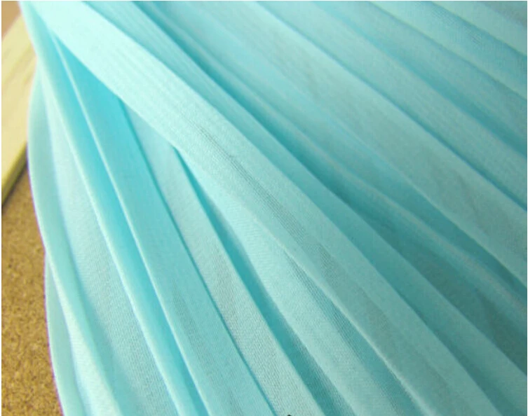 

2 meters 150cm 59" width mint blue pleated chiffon fabric wedding dress skirt clothes materials MM104