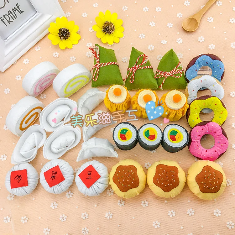

1PieceKids Toys Non-woven Handmade Fabric DIY Material Package Chinese Dessert Breakfast Kindergarten Teaching Aids Food Snacks