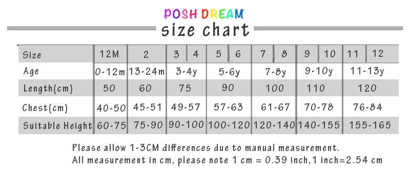 Tutu Dress Size Chart