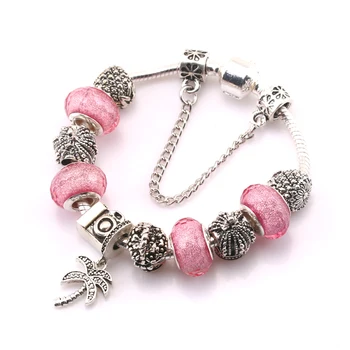 

JUNESNOW3 Color Charm Bracelet & Bangle Silver Plated With Coconut Tree Pendant for Women Wedding Vintage Jewelry Fine bracle