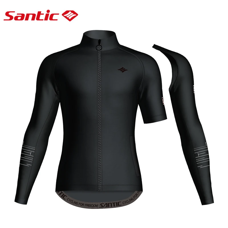 

Santic Men Cycling Jacket Keep Warm Windproof Bike Jacket MTB Road New Removable Sleeves Autumn Winter Windbreaker Campera