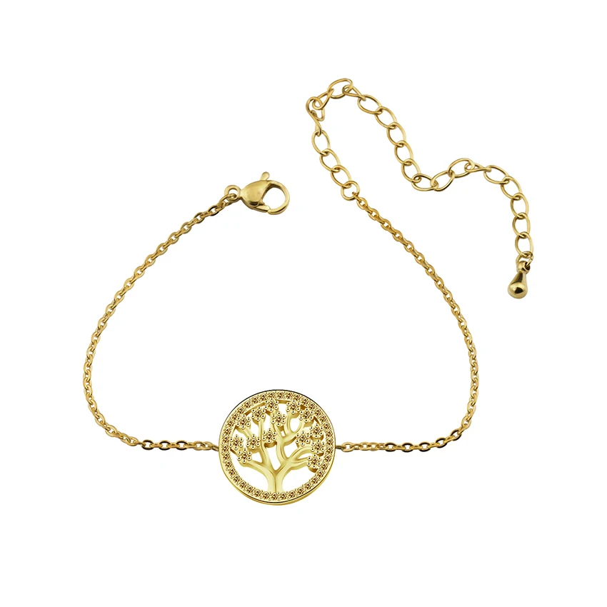 

GORGEOUS TALE New Fashion Personalized Name Jewelry CZ Tree of Life Charms Delicated Accessories Femme Copper Bracelet for Women