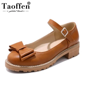 

TAOFFEN Casual Women Shoes Bowknot High Heel Shoes Ankle Strap Bow Buckle Thick Heel Platform Pumps Daily Casual Shoe Size 33-43