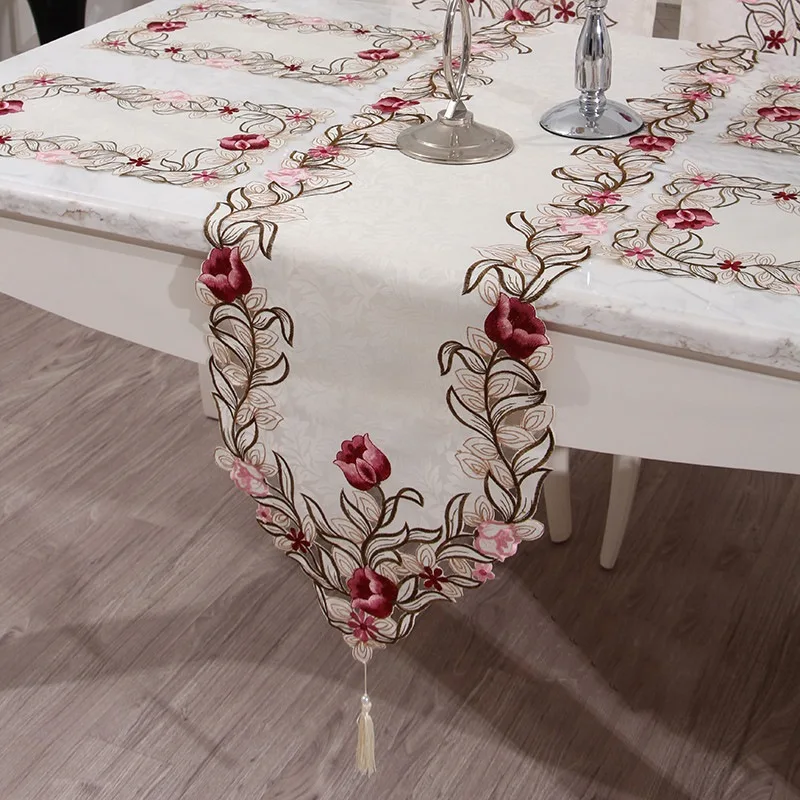 vezon New Elegant Embroidery Table Runner Sun Flower Wedding Decoration