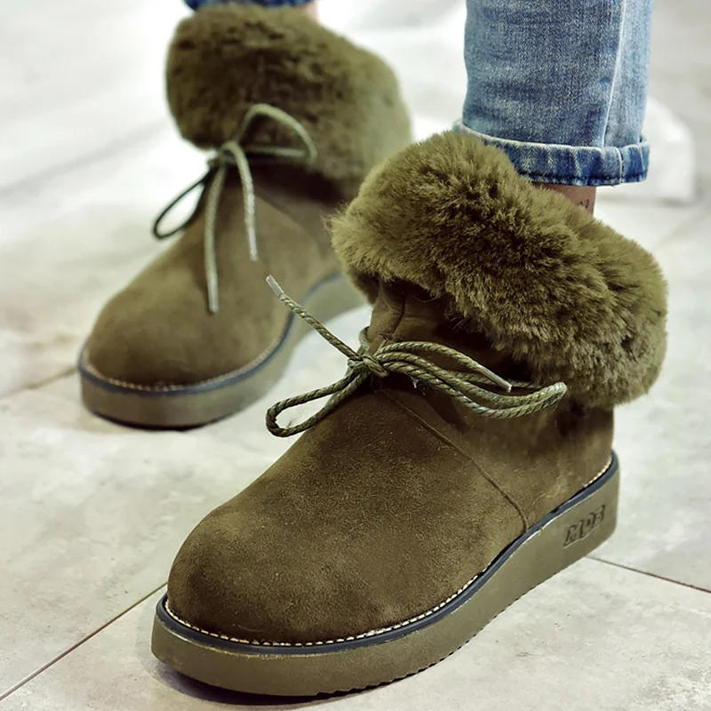 

Women's winter boots short plush buutterfly-knot flat ankle boots fpr women flock comfortable non-slip female boot