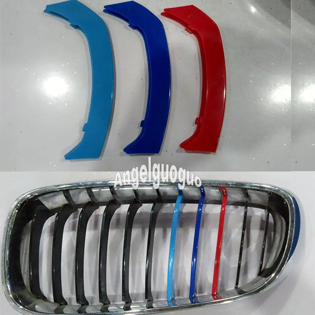 3D Car Styling Front Grille Trim Sport Strips Cover Motorsport Power Performance Stickers covers for 2013-16 BMW 3 Series GT GT3