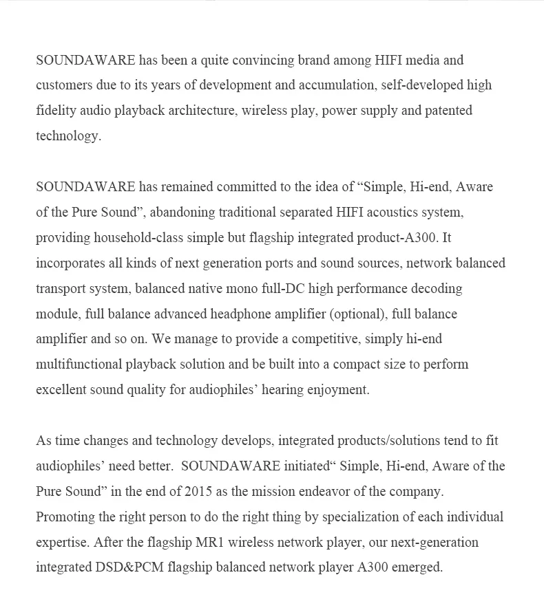 Soundaware флагманский PCM& DSD интегрированный сетевой потоковый музыкальный плеер A300 встроенный декодирующий усилитель для наушников