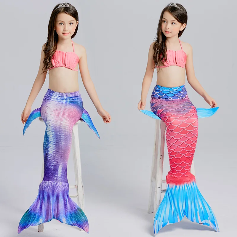 

4PCS/Set Swimmable Children Dianonds Mermaid Tail With Monofin Fin Girls Kids Swimsuit Mermaid Tail Costume for Girls Swimming