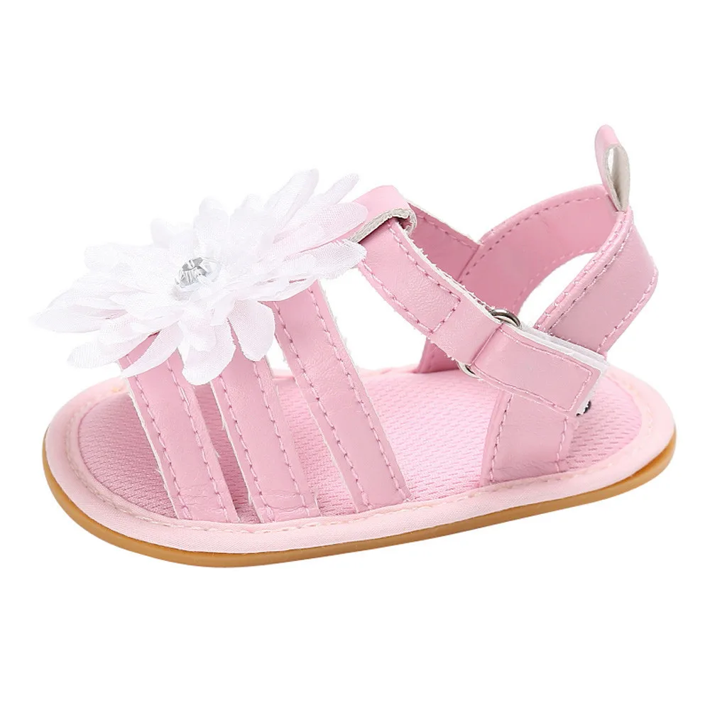 Детские ПВХ подошвы цветок сандалии лето девушка мягкие детские туфли подошва новорожденный Нескользящие Pricness повседневные Досуг Пляжная обувь# YL1 - Цвет: Розовый