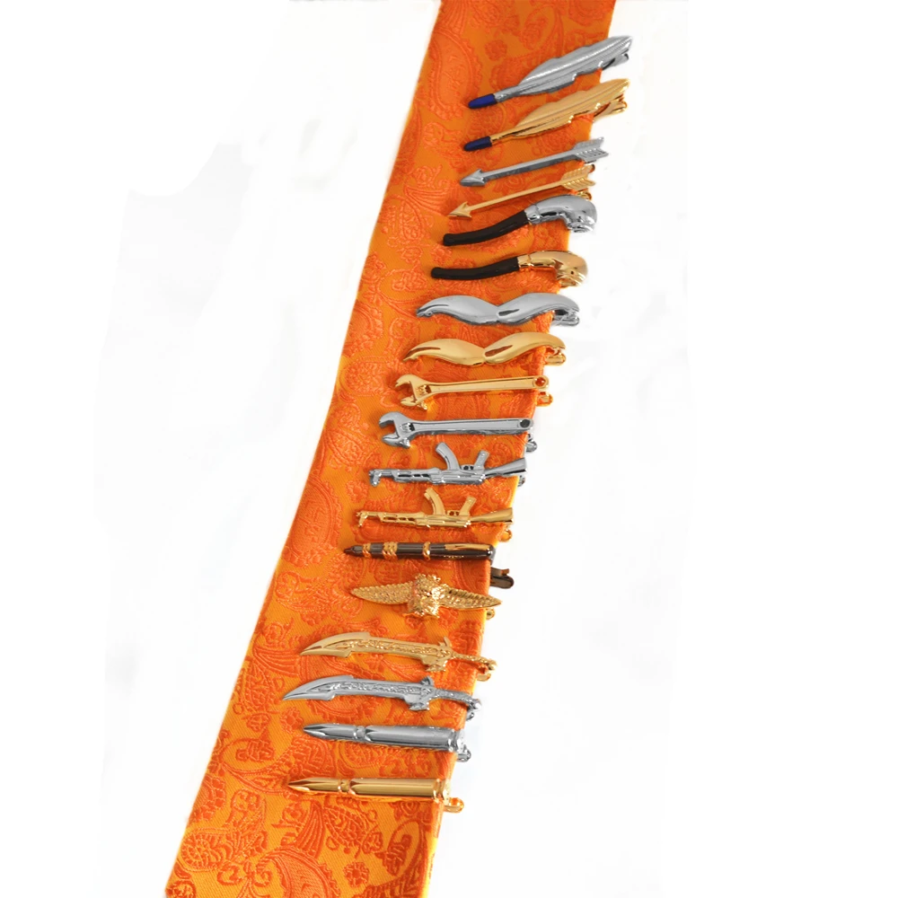 Tie Clip Bullet Feathers, arrows, beards, guns, pens, owls, knives