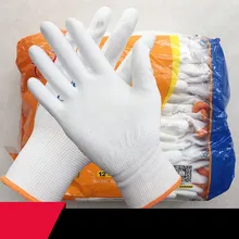 12 пар нейлоновых ПУ перчаток анти-Антистатическая одежда-устойчивые и износостойкие рабочие перчатки электронные фабричные PU покрытые ладони рабочие перчатки
