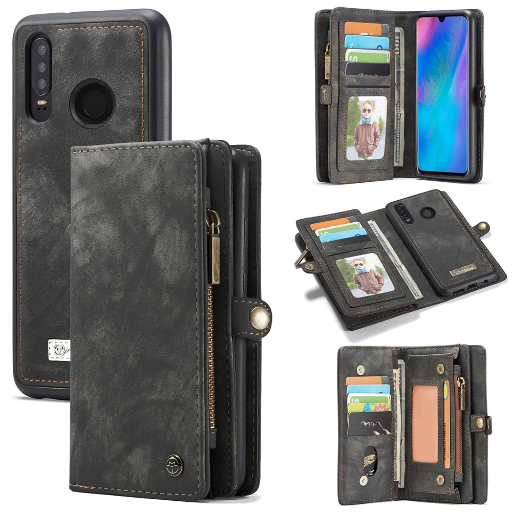 Износостойкие Для huawei P30 Lite мобильный набор для кошелька TPU+ PC Съемная слот Кредитные карты