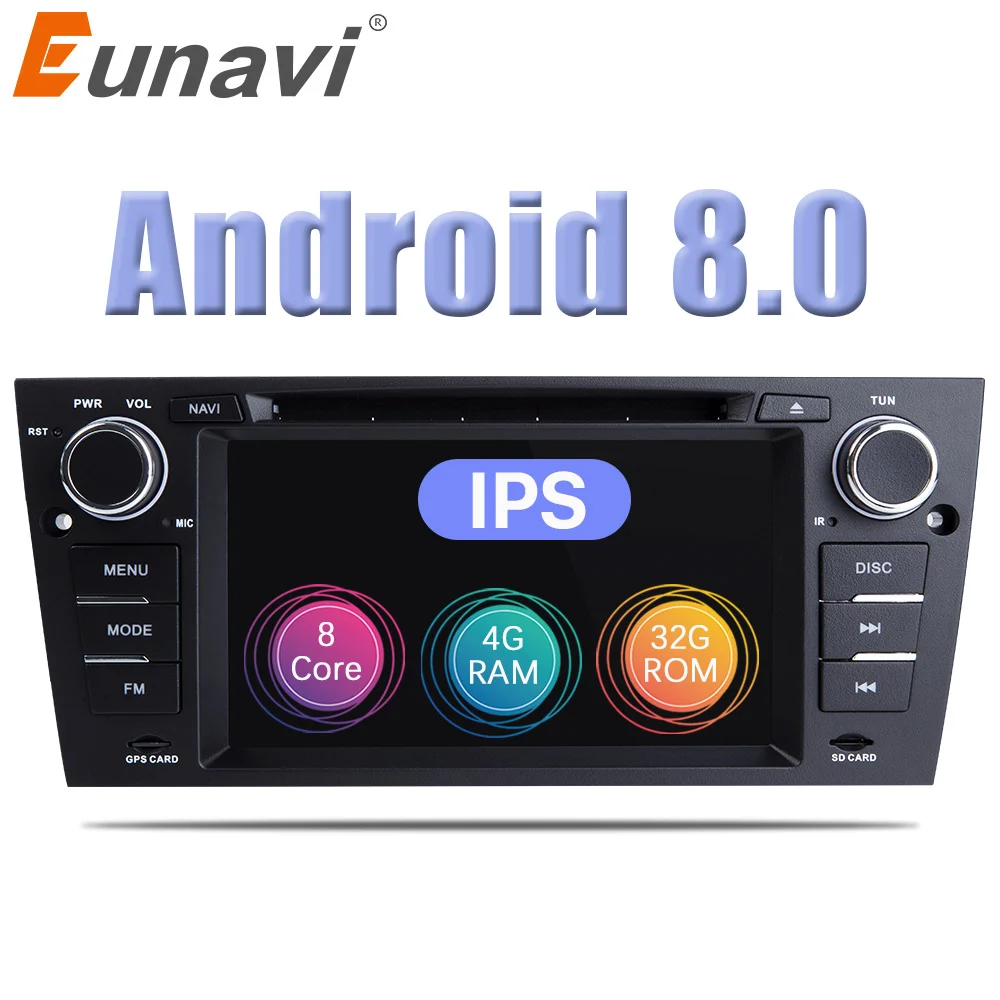 

Eunavi 7'' Android 8.0 1 Din Car DVD Multimedia Player GPS Navi For 3 Series BMW E90 E91 E92 E93 318 320 325 Canbus USB wifi bt
