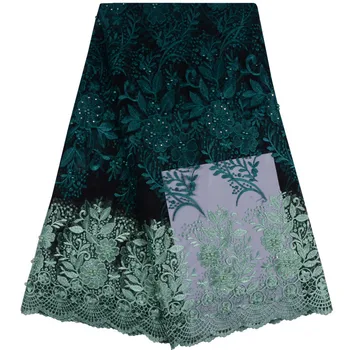 

Latest African African Lace Fabric 2018 High Quality African Tulle Lace Fabric Luxury Design With Many Stones And Beads 1124