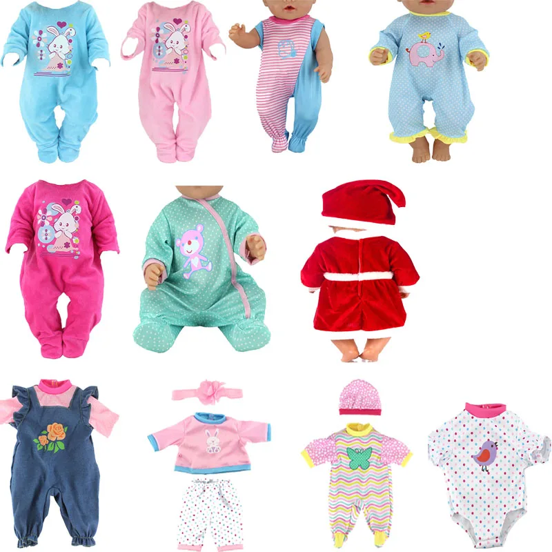 

1 Set Girl Doll Clothes baby Doll Jumpsuit Plush Crawling Clothes Children Christmas Gifts Fit 43cm 13styles