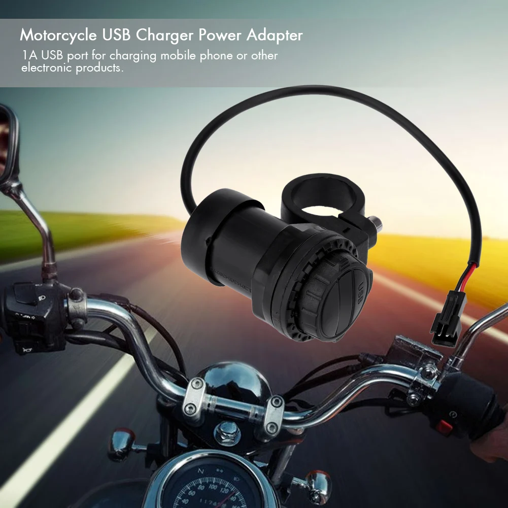 Motorcycle USB Charger Power Adapter Waterproof 1A with Mounting