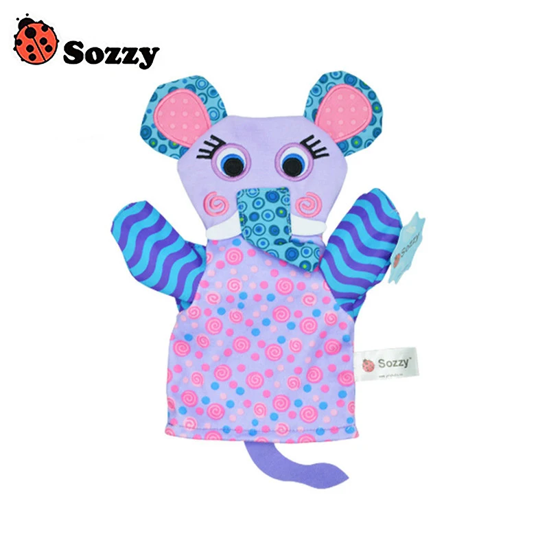 Buy Sozzy Baby Hand Puppet Toy Animal Elephant Purple 27cm Soft Multicolor from