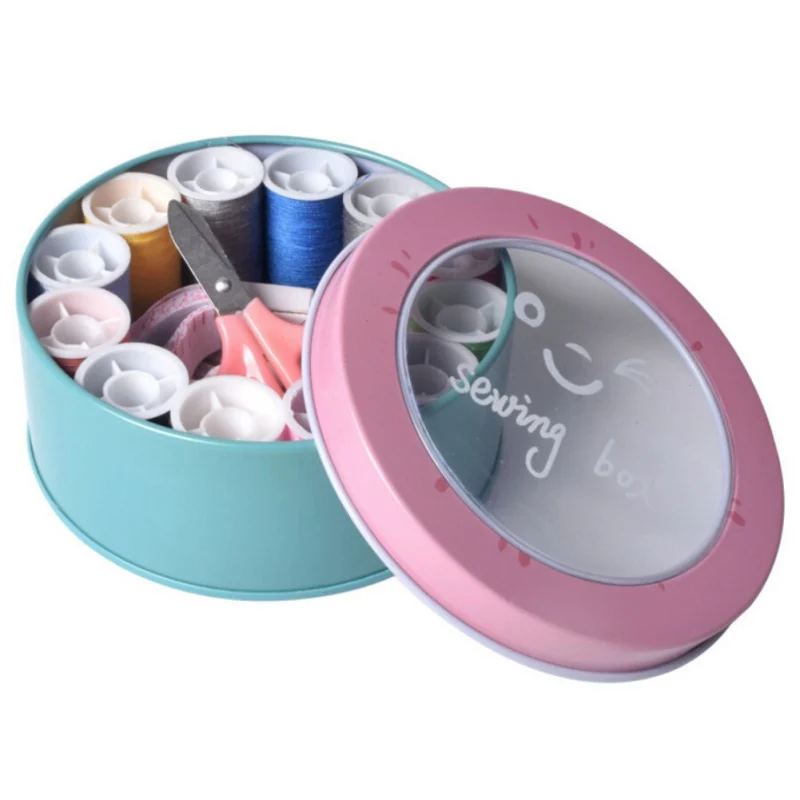 

Sewing Basket Sewing Box Accessories Kit DIY Sewing Supplies Organizer Iron Box Filled With Scissor Threading Device Thread
