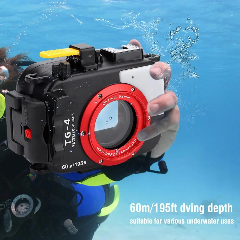 60m/195ft Underwater Waterproof Camera Housing Diving Cover Protective