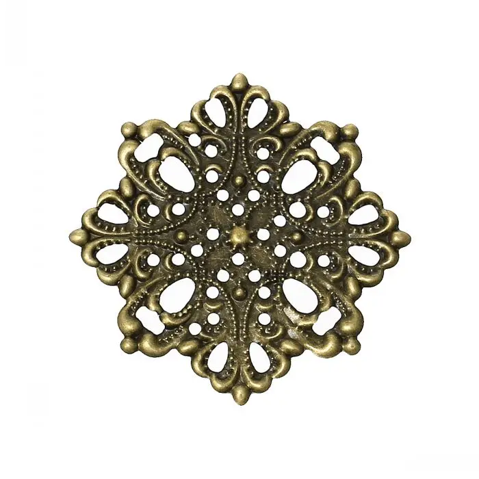 30 Bronze Tone Filigree Flower Wraps Connector Embellishments Findings 50mm