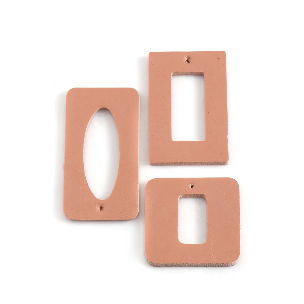 Doreen Box Nee Fashion PU Leather Pendants Geometric Oval Rectangle Peachy Beige Color DIY Necklace Bracelets Jewelry 50 PCs | Украшения и