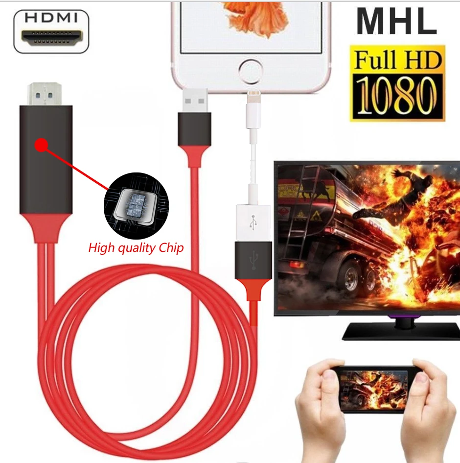 Универсальный HDMI зеркальный кабель для телефона к телевизору HD tv 1080 p адаптер для iPhone/iPad/Android type-C к HDMI