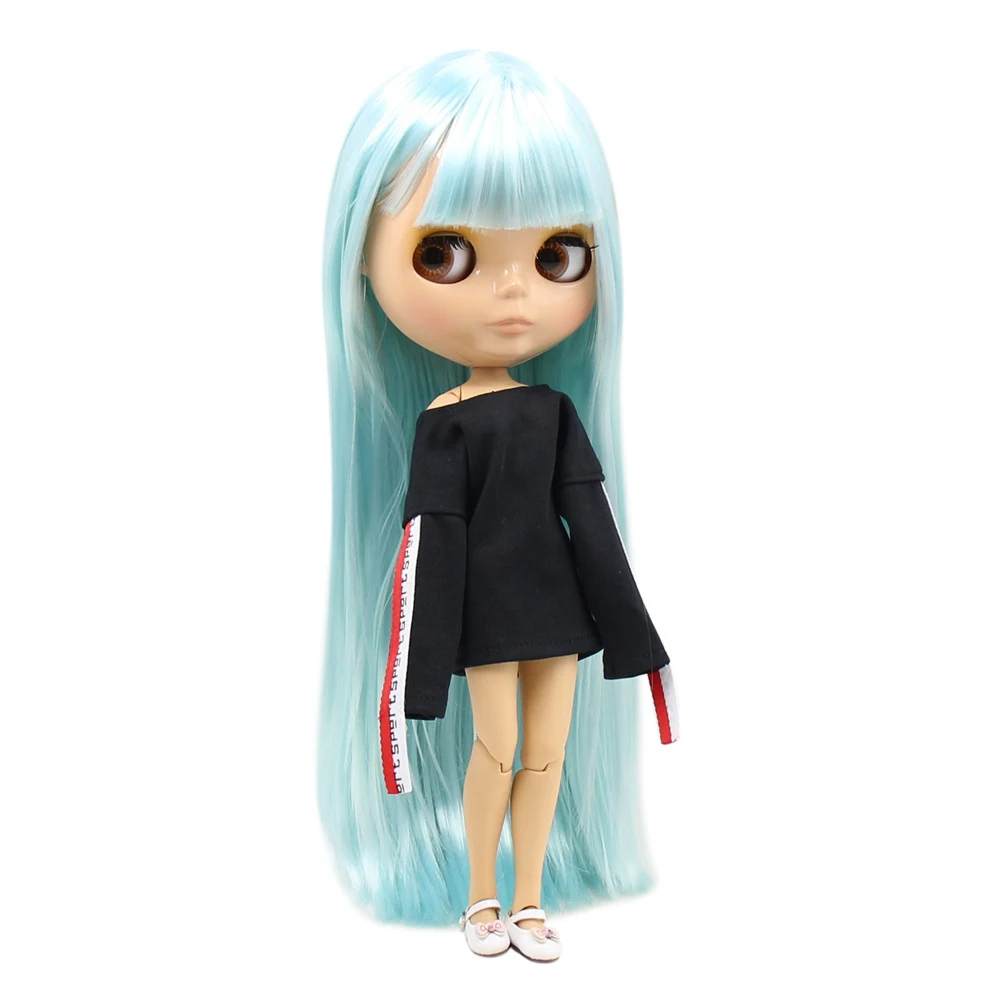 ICY DBS Blyth doll nude joint body 1/6 bjd light blue supple long straight hair for girl present DIY tan skin BL6909