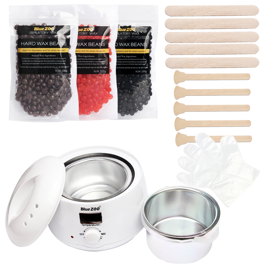 

Hot Wax Depilatory Waxing Kit Set Wax Heater Pot Face Body Hair Removal Home Depilatory Set With 3 Bag Natural Beans