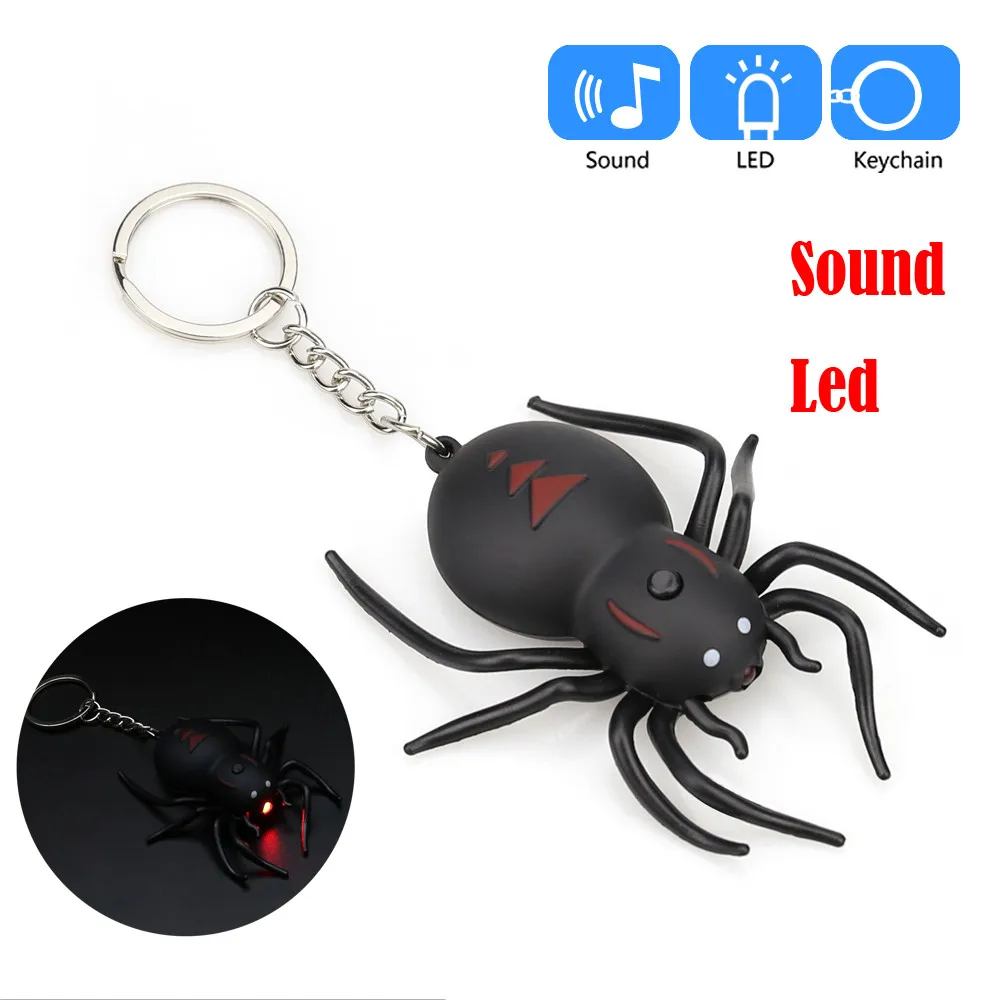 

High Quality Spider Shape Cartoon Keychain With LED Light Sound Keyfob Kids Toy Gift funny Kids Toy Gift Z0306