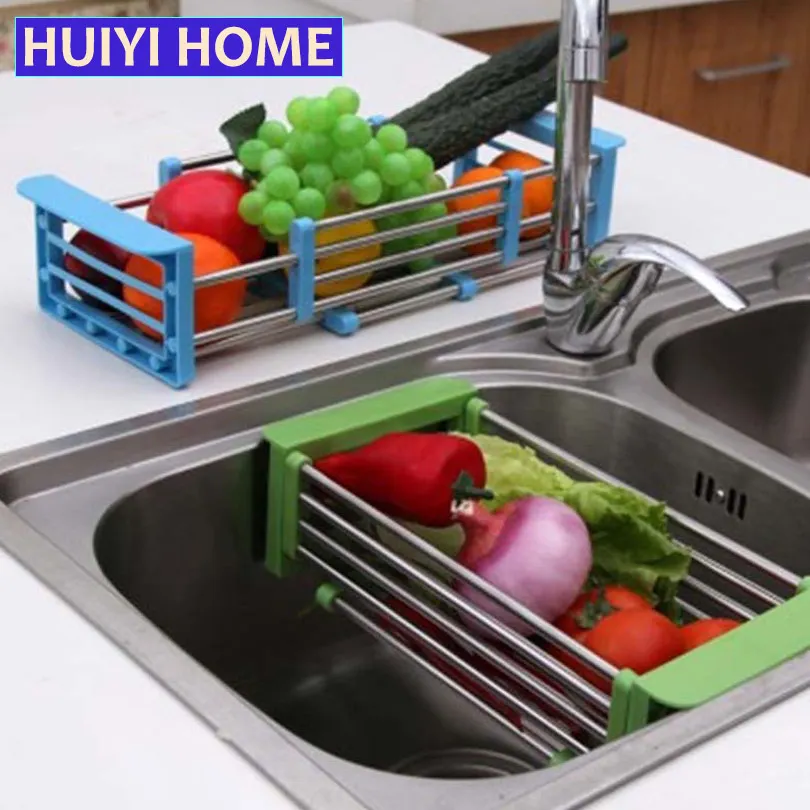 

Retractable Draining Basket Stainless Steel Storage Basket Fruit Vegetables Washing Basket Storage Rack For Kitchen EGN027