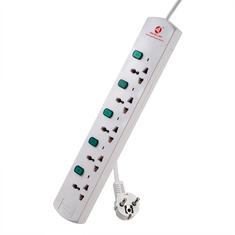 5 Way 5 AC Outlets Desktop Charger Gang Extension Lead 2M Cable EU Plug