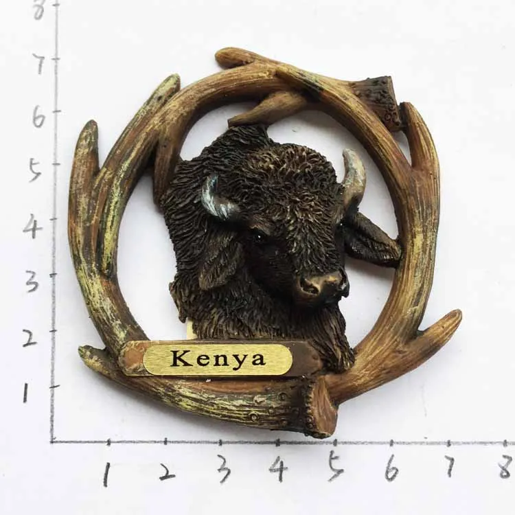 Grassland Kenya Tourism Souvenir Bison Stereo Embossed Fridge